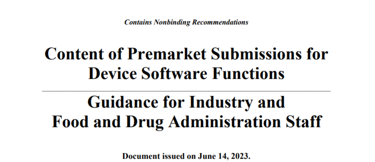 美國 FDA 最新指引：醫材軟體功能—上市提交內容建議