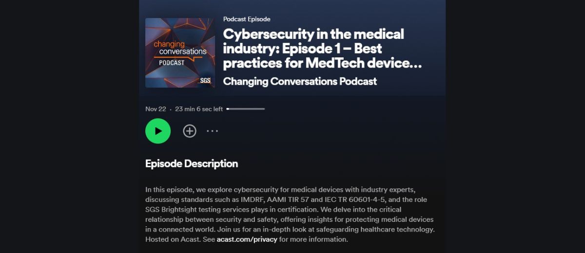 SGS Podcast：醫療行業網路安全 - 醫療技術設備製造商的最佳實踐