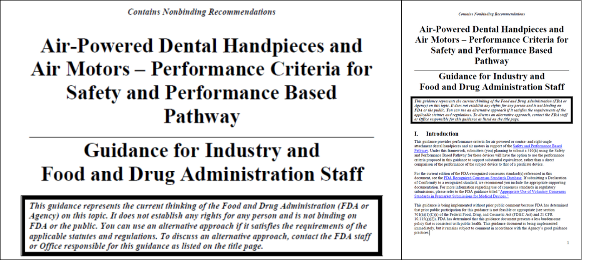 FDA 醫材法規最新動態 -《 氣動牙科手機和氣動馬達指引 》