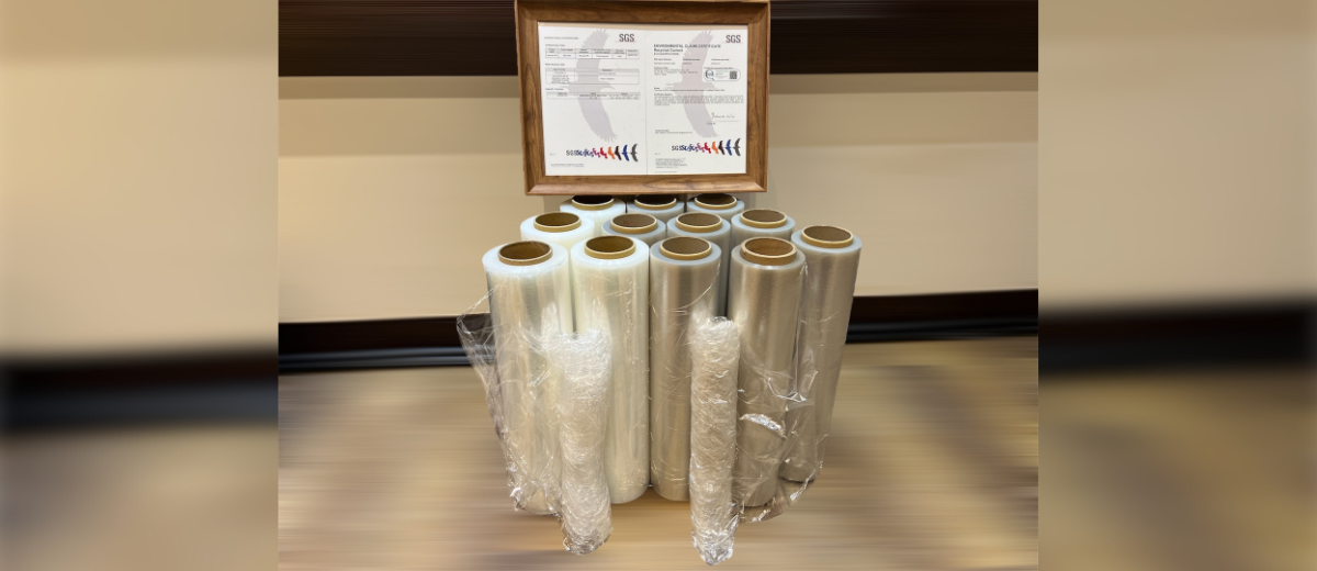 溫晟塑膠為運輸包裹打造永生的嫁衣,推出 100% 消費後再生 (PCR) PE 纏繞膠膜,通過 SGS 再生含量驗證及綠色標章。